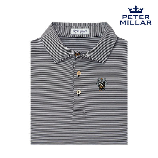 Sigma Nu Peter Millar Jubilee Stripe Stretch Jersey Polo with Crest