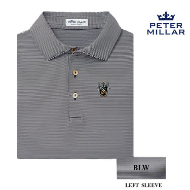 Sigma Nu Personalized Peter Millar Jubilee Stripe Stretch Polo with Crest