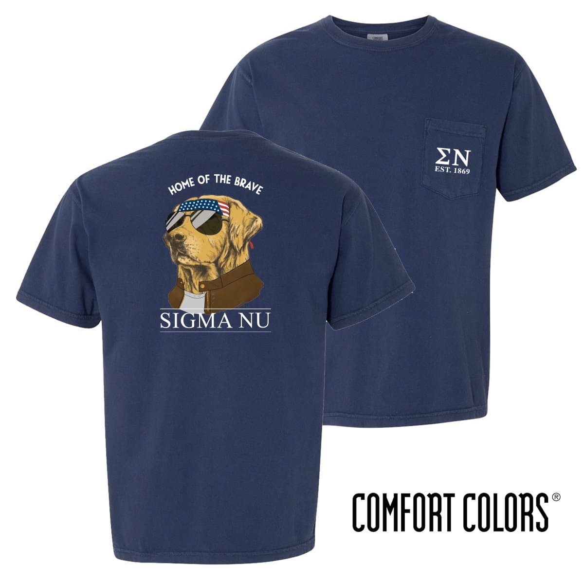 Sigma Nu Comfort Colors Short Sleeve Navy Patriot Retriever Tee | Sigma Nu | Shirts > Short sleeve t-shirts