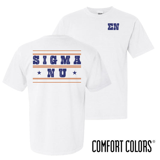 Sigma Nu Comfort Colors Stars & Stripes White Short Sleeve Tee