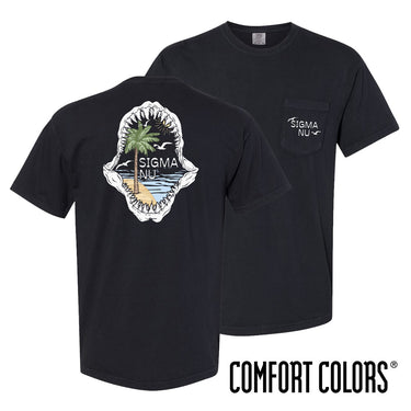 Sigma Nu Shark Bite Black Short Sleeve Pocket Tee