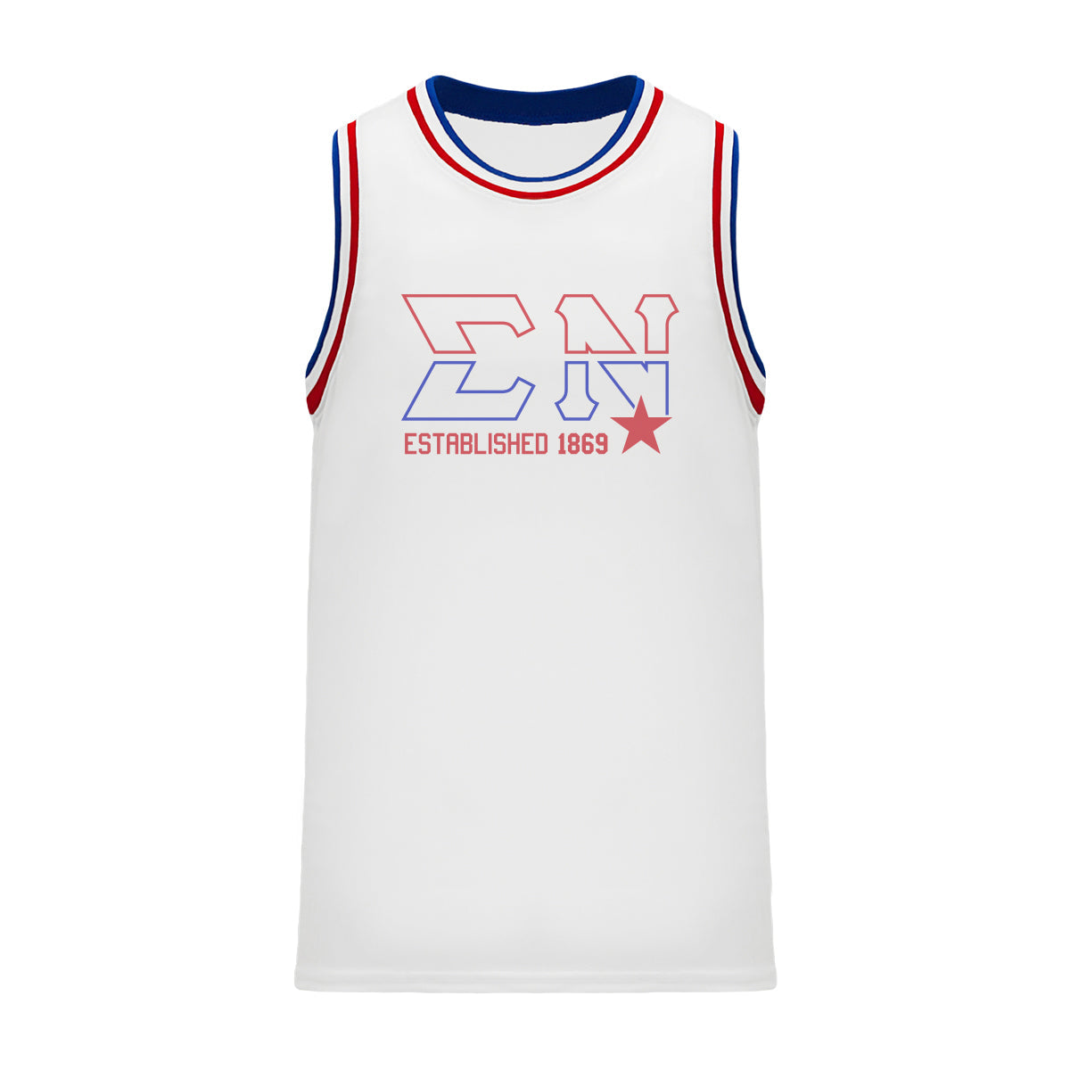 Sigma Nu Retro Block Basketball Jersey | Sigma Nu | Shirts > Jerseys