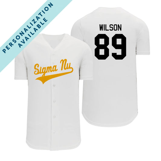 Sigma Nu Personalized White Mesh Baseball Jersey