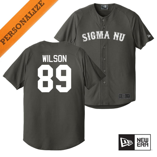 Sigma Nu Personalized New Era Graphite Baseball Jersey | Sigma Nu | Shirts > Jerseys
