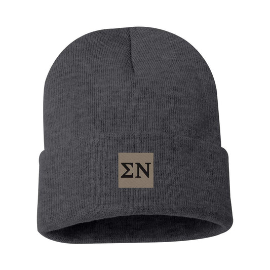 Sigma Nu Charcoal Letter Beanie | Sigma Nu | Headwear > Beanies