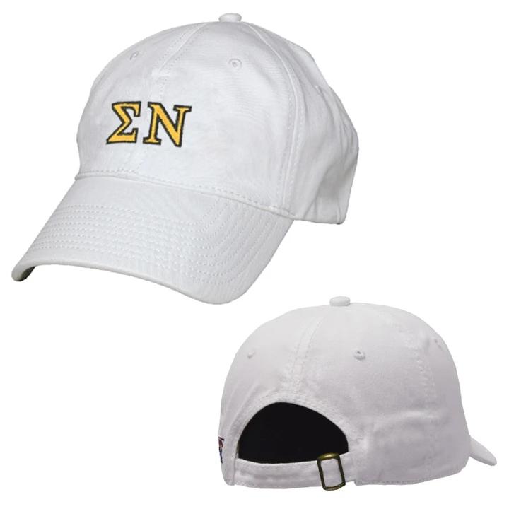 Sigma Nu White Greek Letter Adjustable Hat | Sigma Nu | Headwear > Billed hats