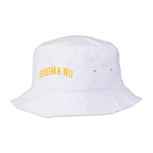 Sigma Nu Title White Bucket Hat | Sigma Nu | Headwear > Bucket hats