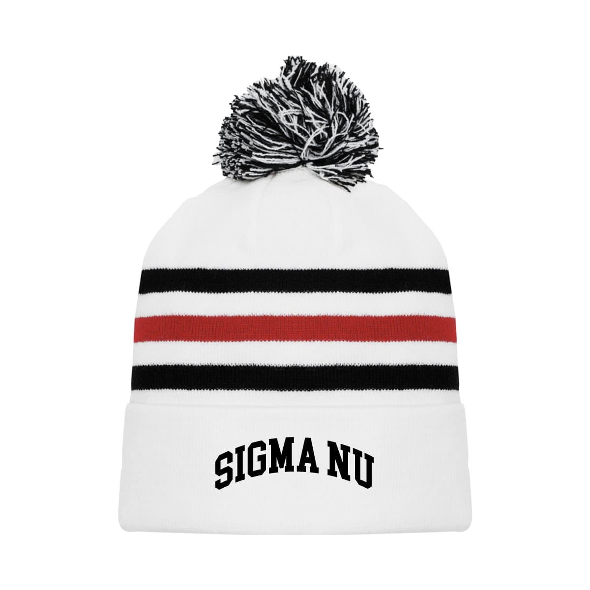 Sigma Nu White Hockey Knit Beanie | Sigma Nu | Headwear > Beanies