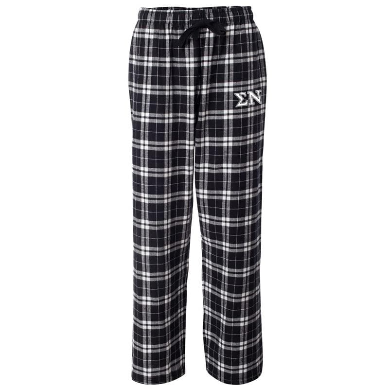 Sigma Nu Black Plaid Flannel Pants | Sigma Nu | Pajamas > Pajama bottom pants