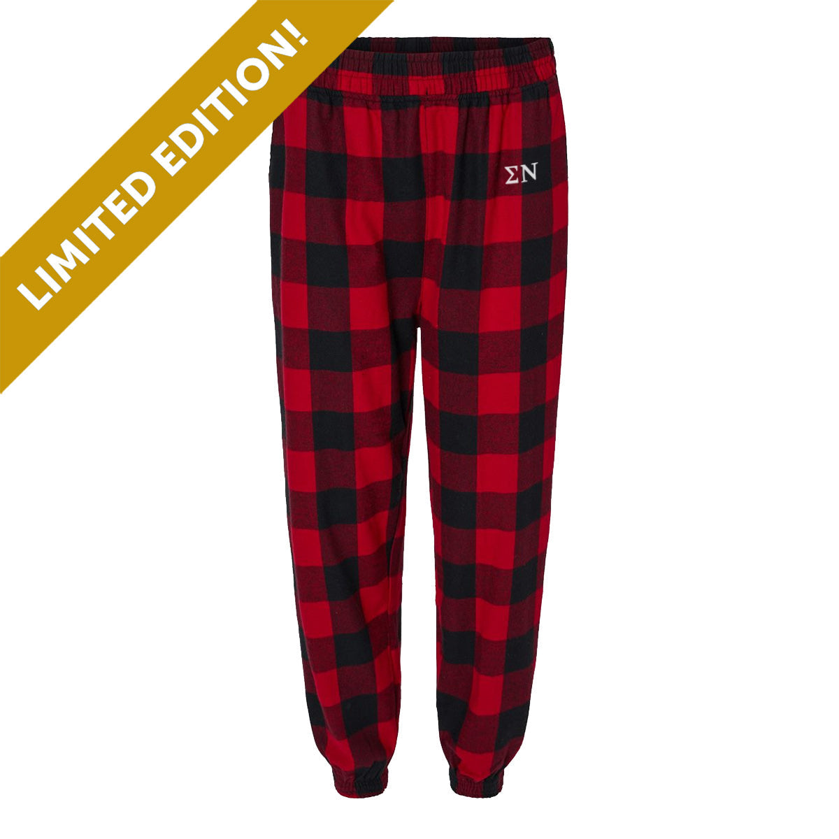 New! Sigma Nu Flannel Joggers
