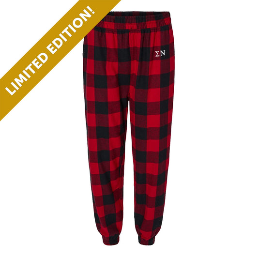 New! Sigma Nu Flannel Joggers