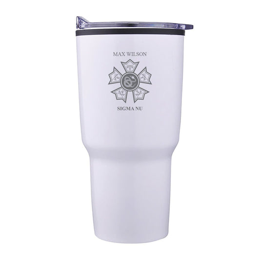 Sigma Nu Personalized 30oz White Tumbler | Sigma Nu | Drinkware > Travel mugs