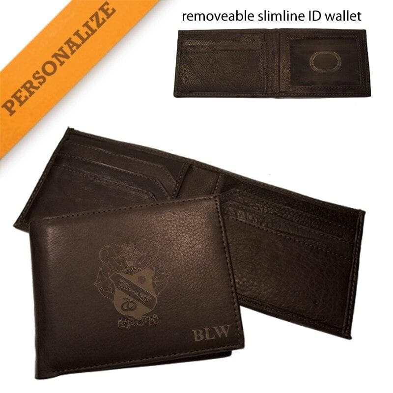 Sigma Nu Personalized Leather Crest Wallet | Sigma Nu | Bags > Wallets